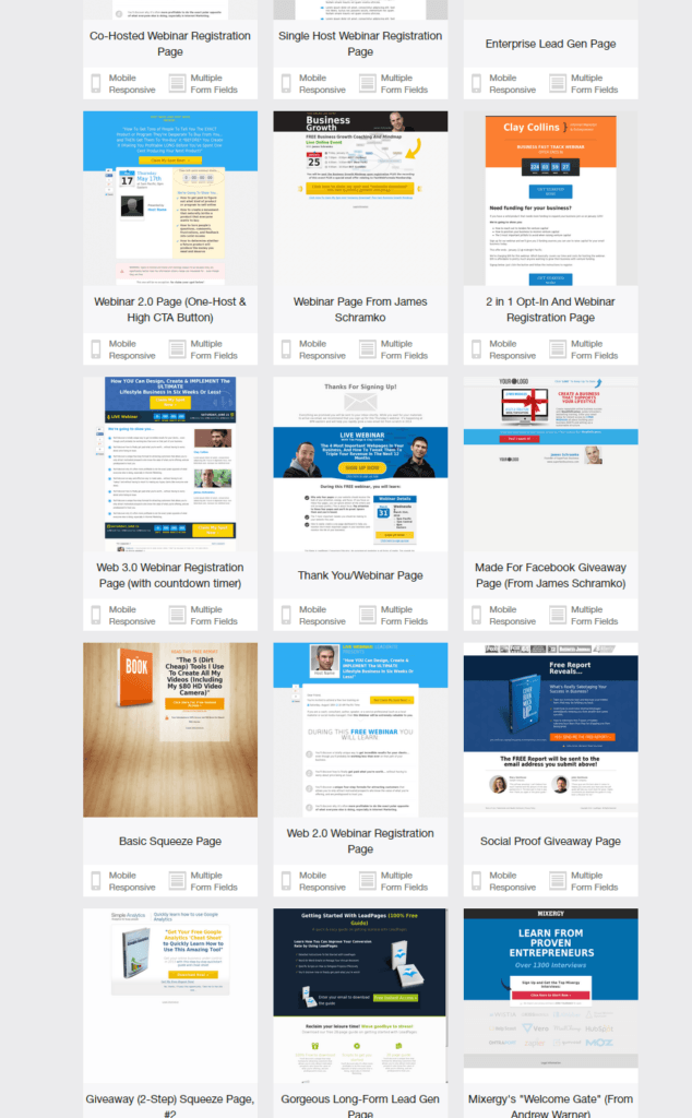 lead pages beispielseiten templates